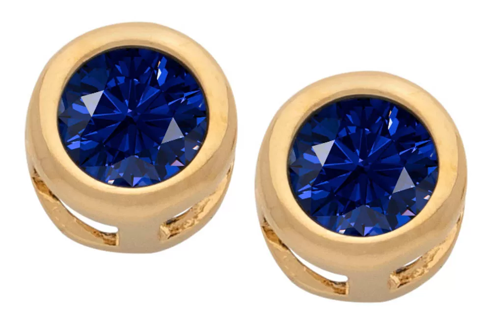 Cubic Zirconia Button Birthstone Stud Earrings