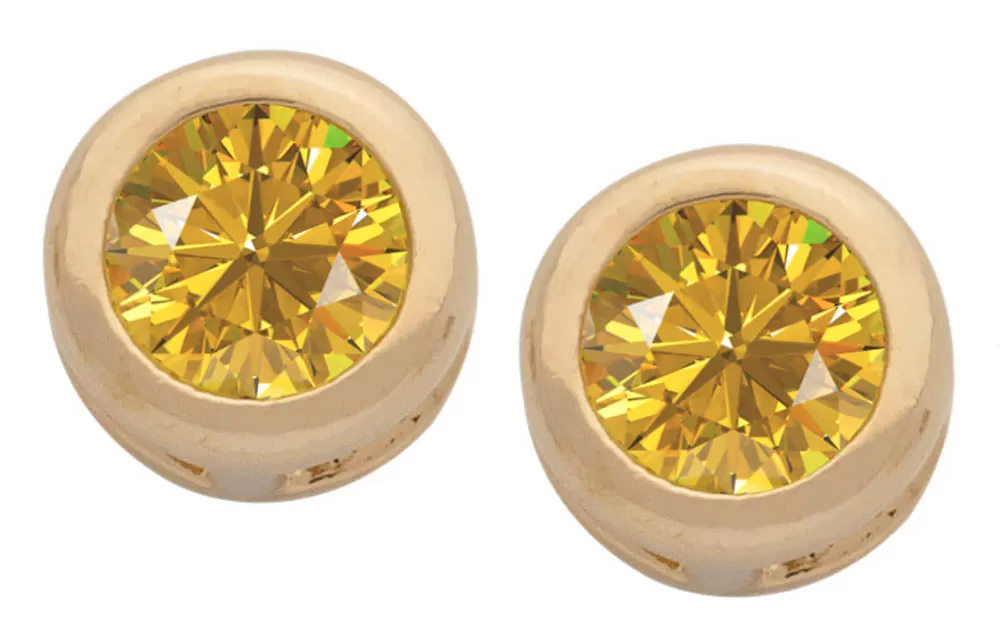 Cubic Zirconia Button Birthstone Stud Earrings