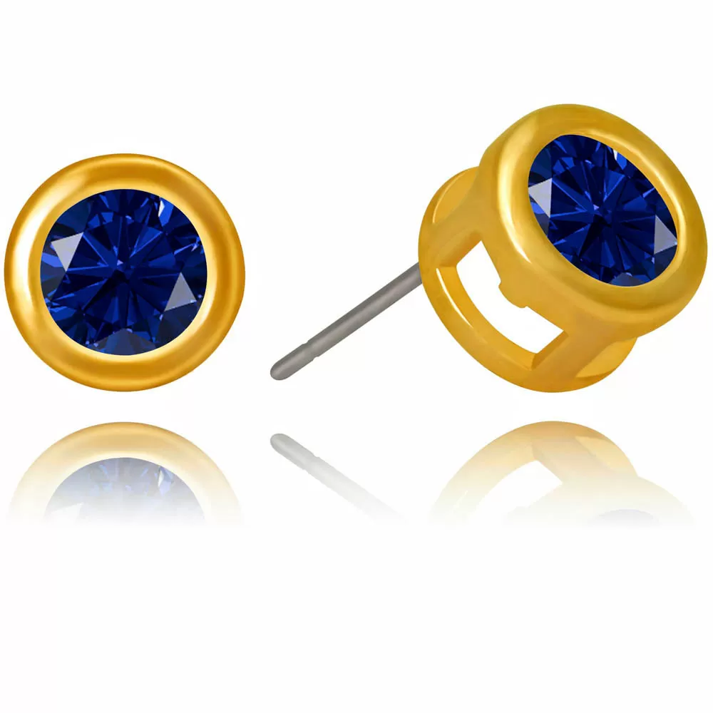 Cubic Zirconia Button Birthstone Stud Earrings