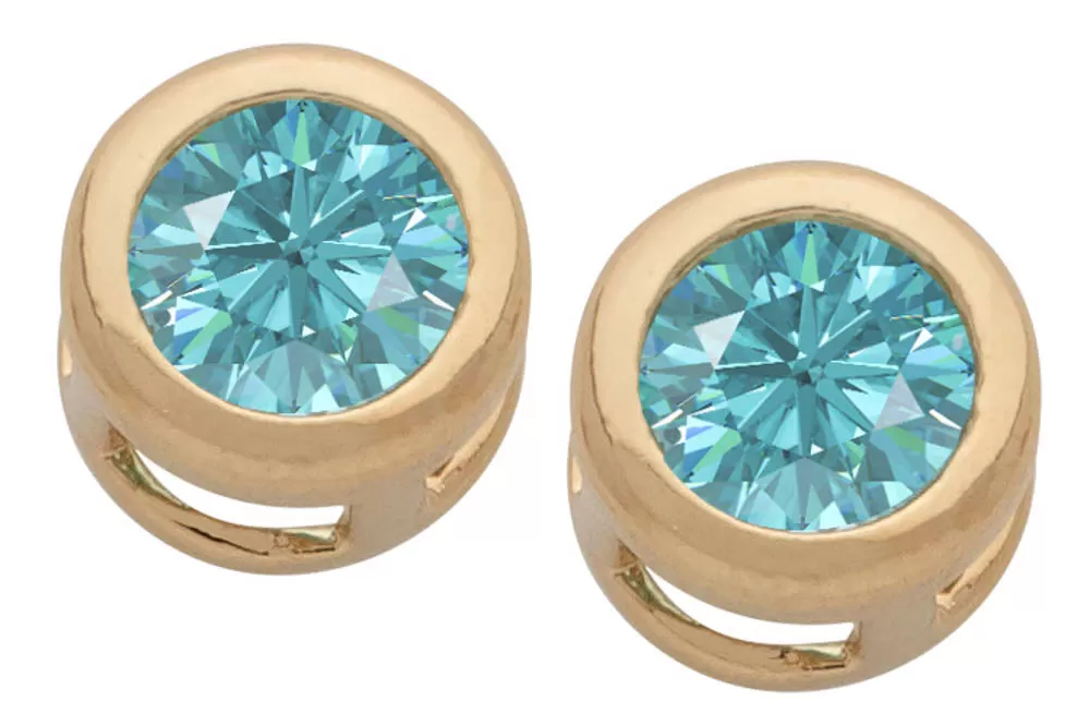 Cubic Zirconia Button Birthstone Stud Earrings