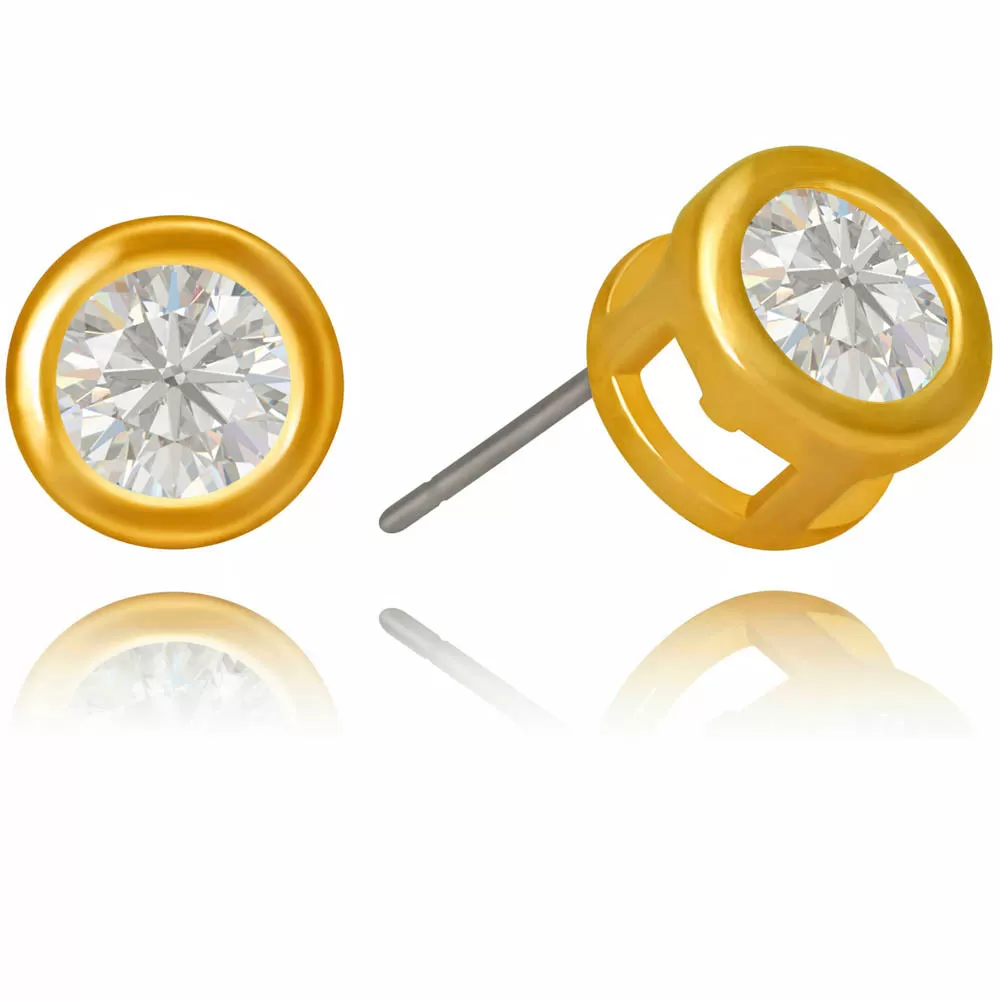 Cubic Zirconia Button Birthstone Stud Earrings