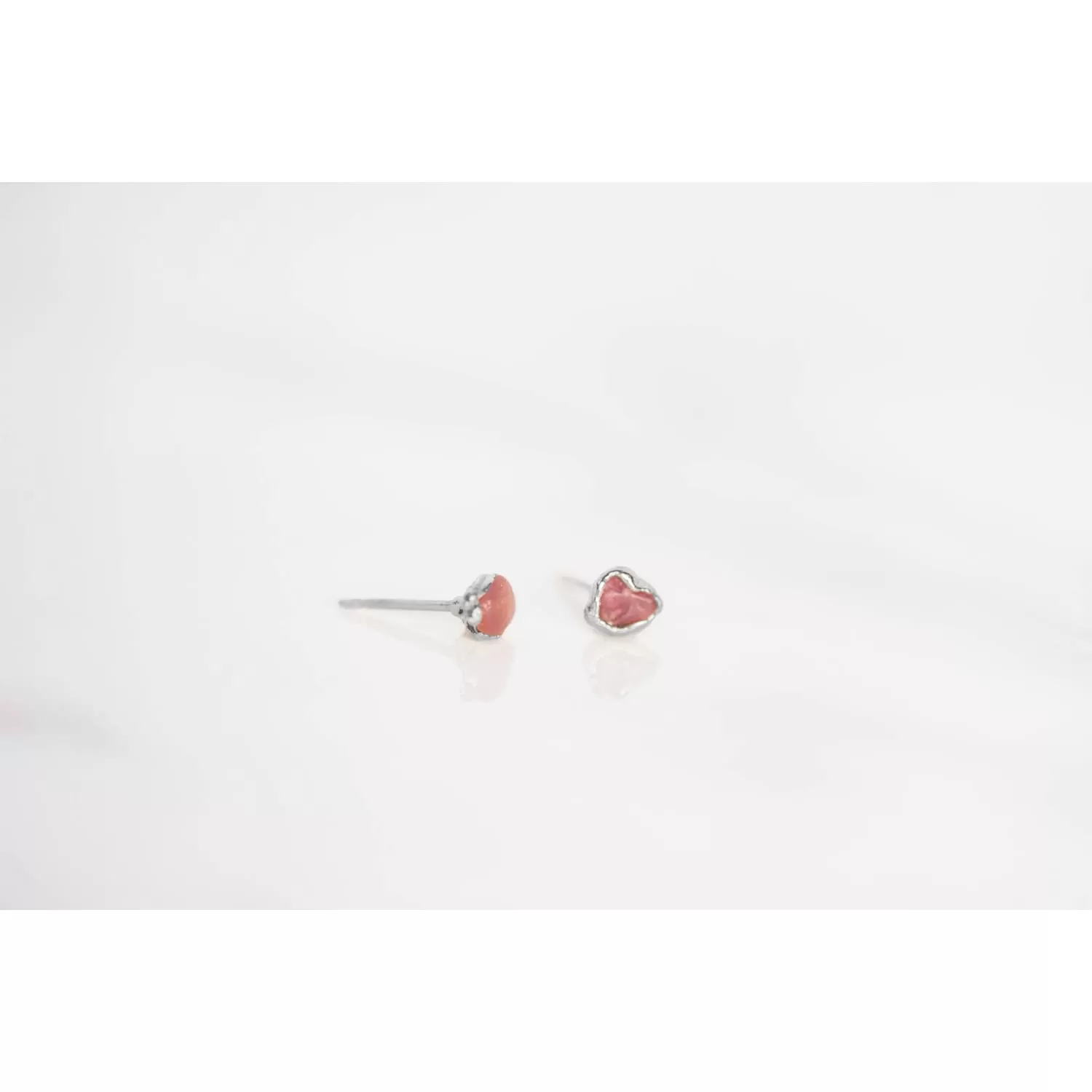 Dainty Raw Ruby Stud Earrings in Sterling Silver