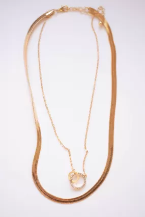 Entwined Circle Flat Chain Layer Necklace