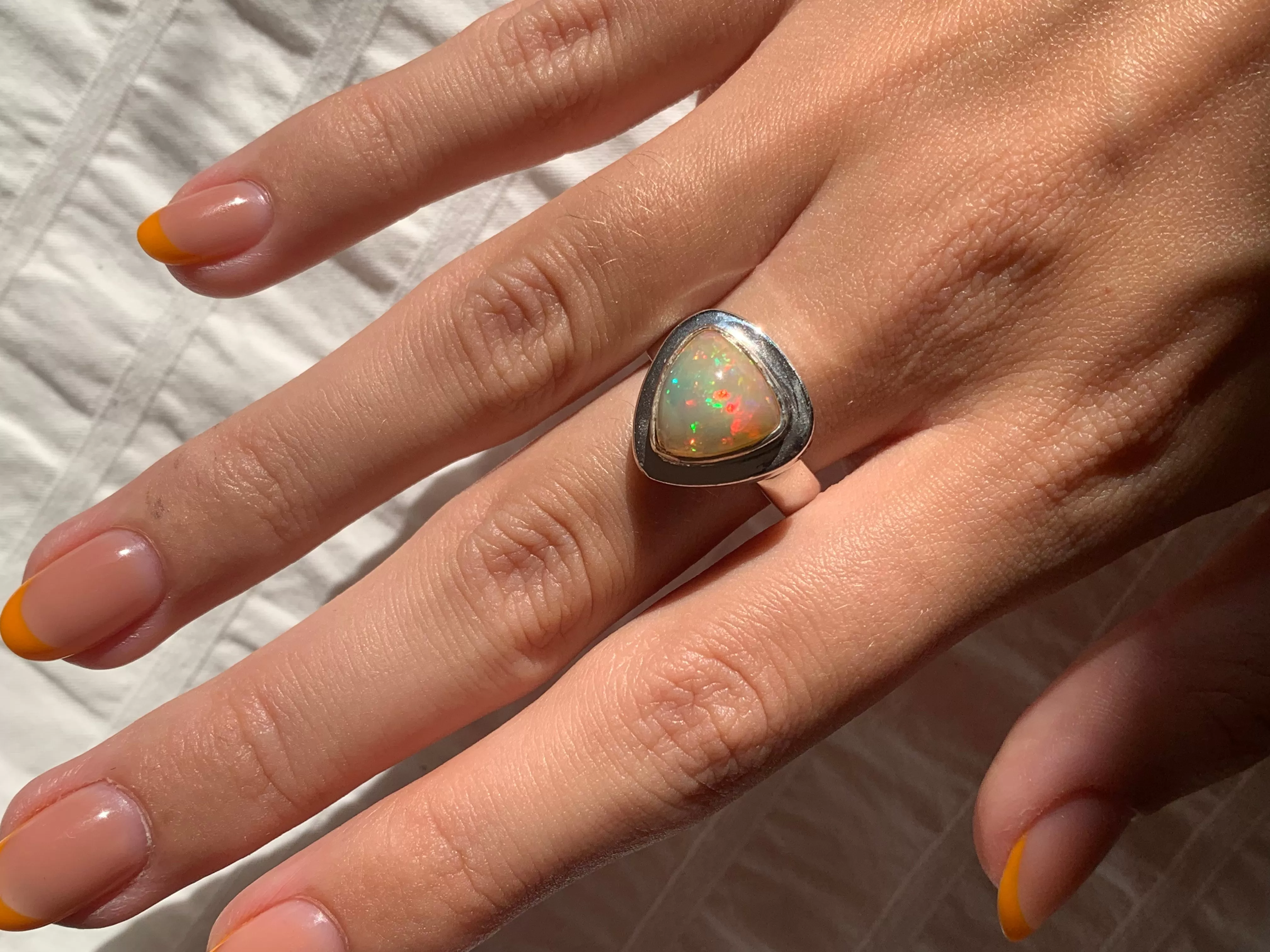 Ethiopian Welo Opal Ansley Ring - Triangle (US 9)