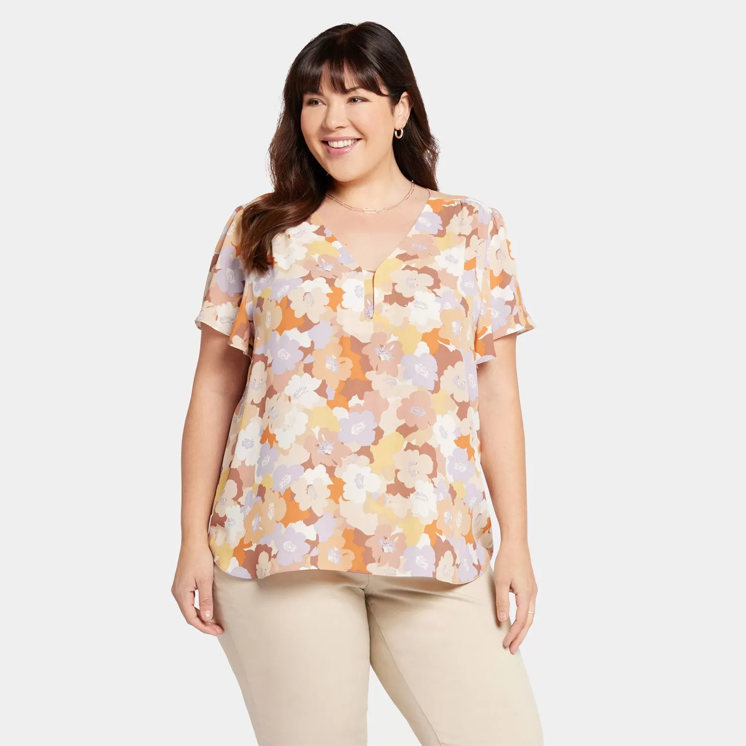 Flounce Sleeve Blouse In Plus Size - Sunset Grove