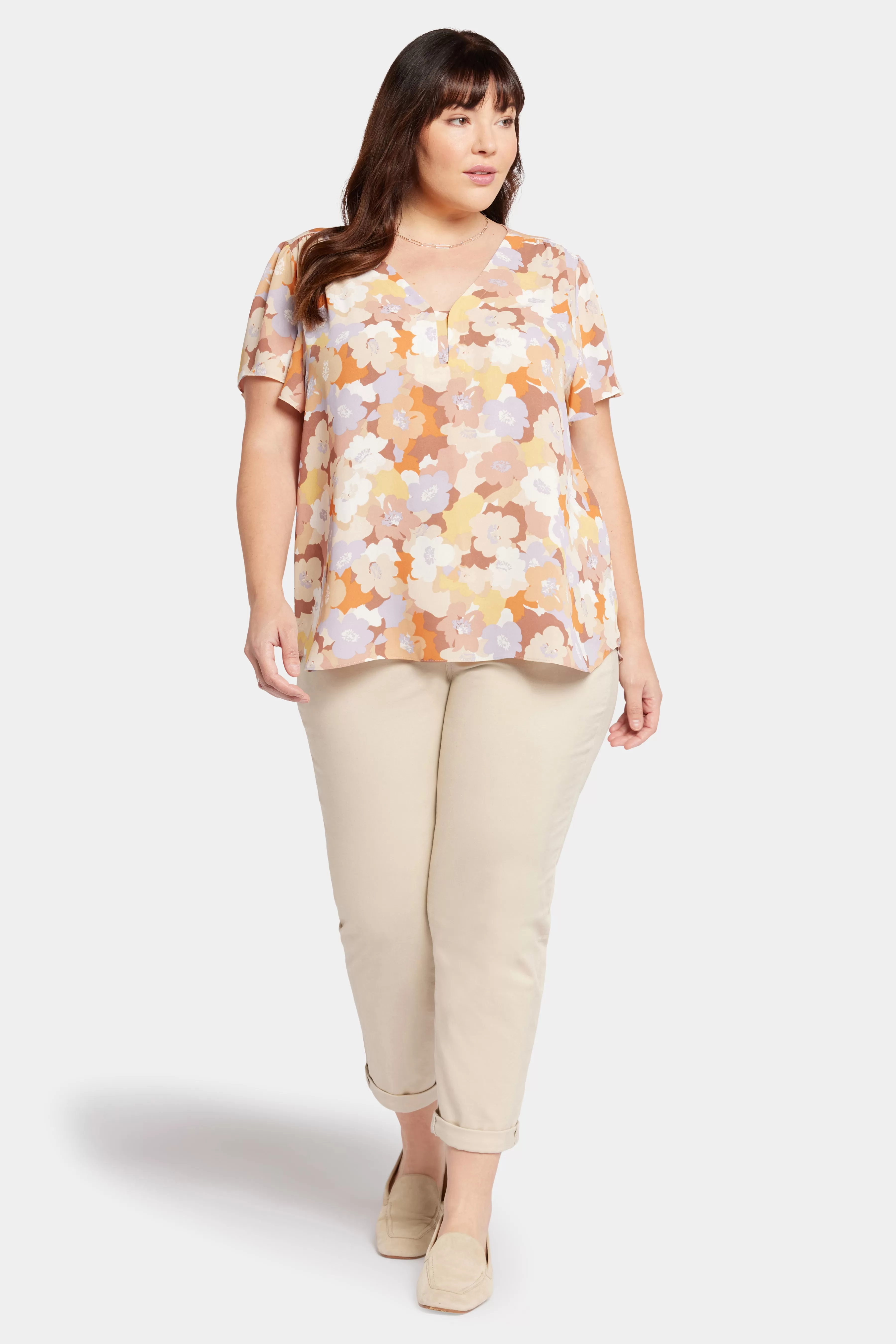 Flounce Sleeve Blouse In Plus Size - Sunset Grove