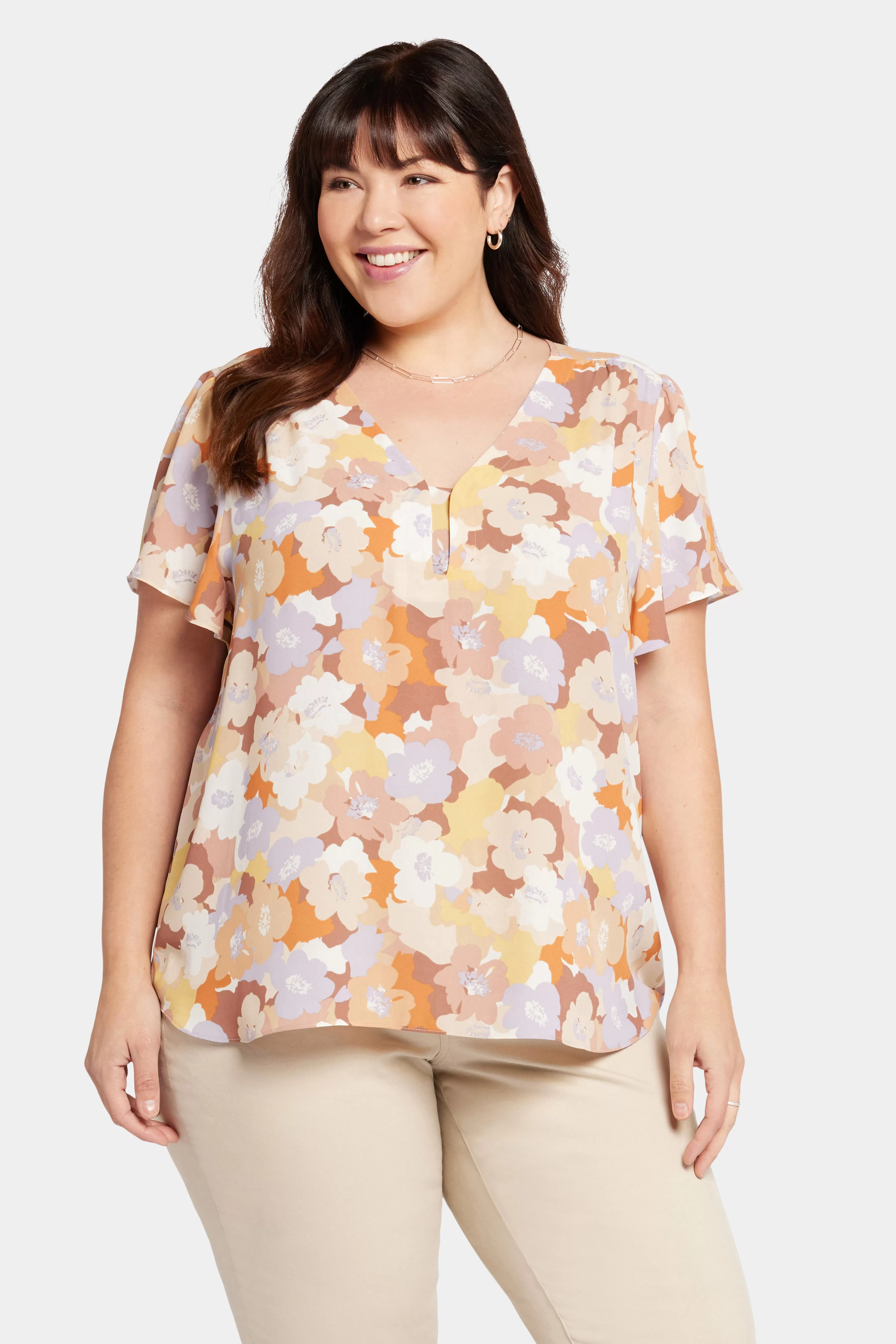 Flounce Sleeve Blouse In Plus Size - Sunset Grove