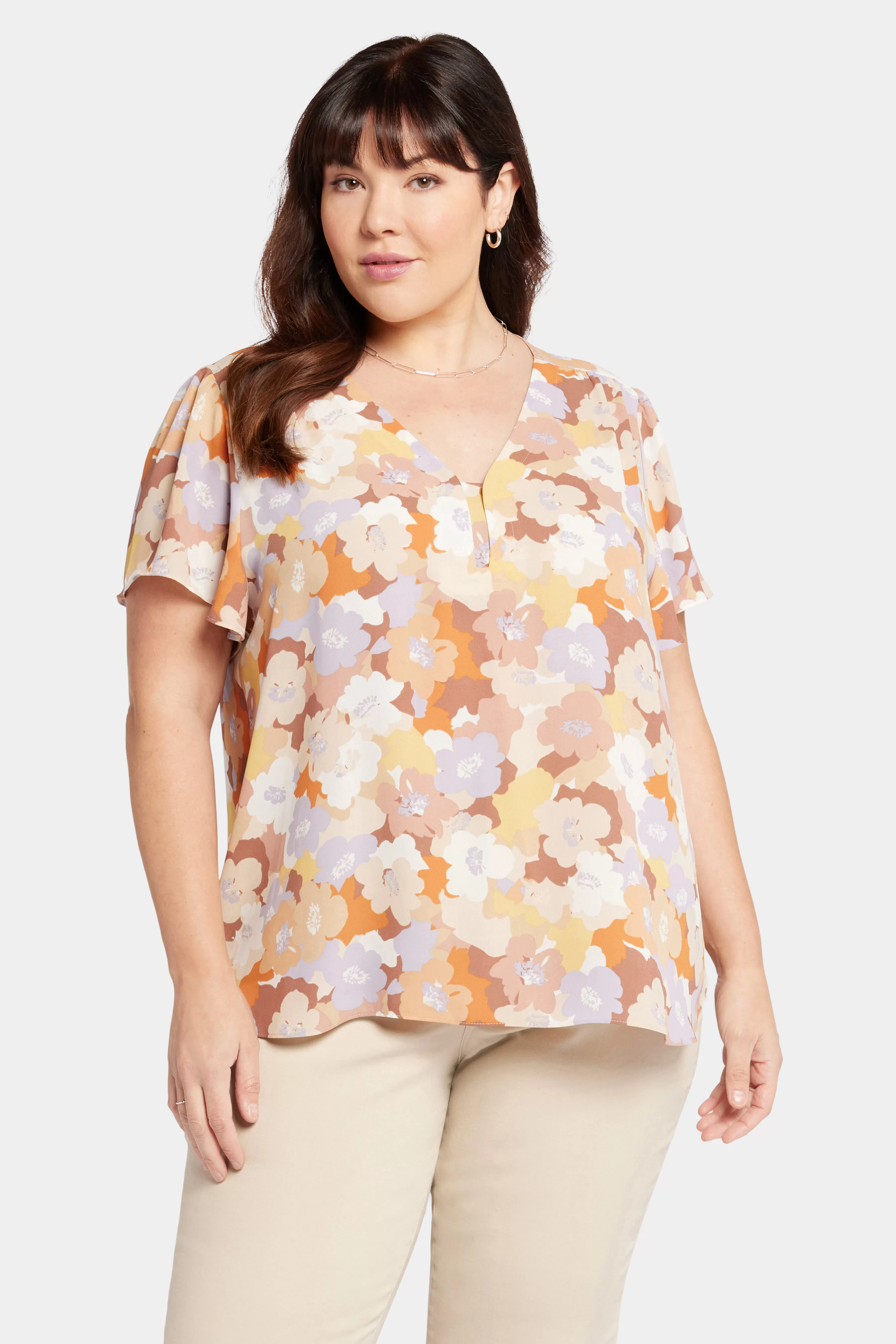 Flounce Sleeve Blouse In Plus Size - Sunset Grove