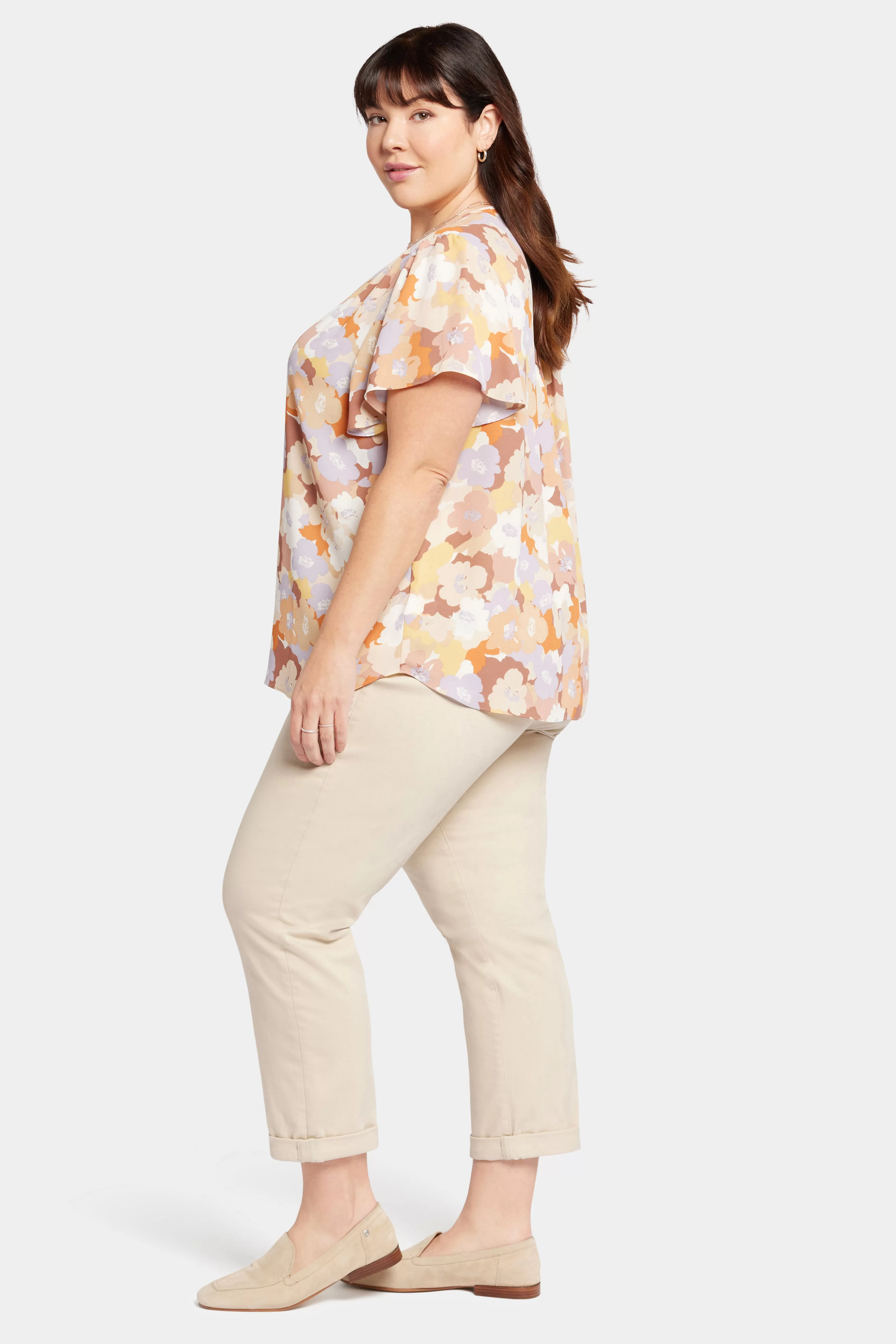 Flounce Sleeve Blouse In Plus Size - Sunset Grove