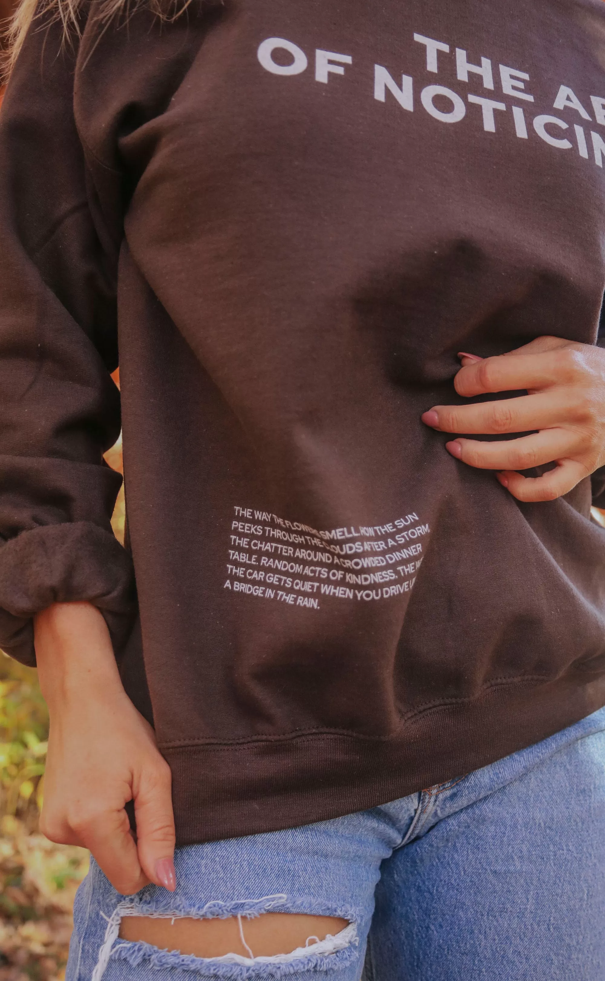 friday   saturday x jo johnson overby: the art of noticing sweatshirt