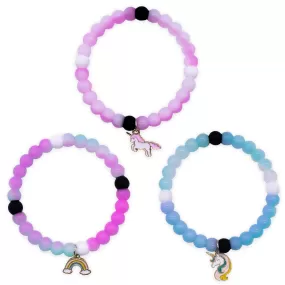 Glow in the Dark Unicorn Charm Bubble Bracelets - 3 Pack