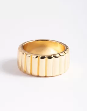 Gold Plated Textured Band Ring