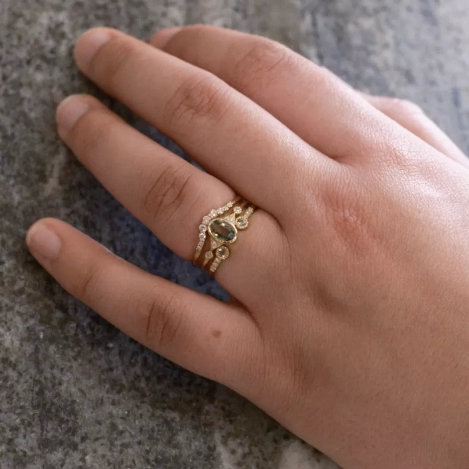 Green Sapphire Bezel Equilibrium Cuff Ring