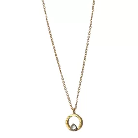 Hammered Open Circle Necklace with Single Inverted Diamond