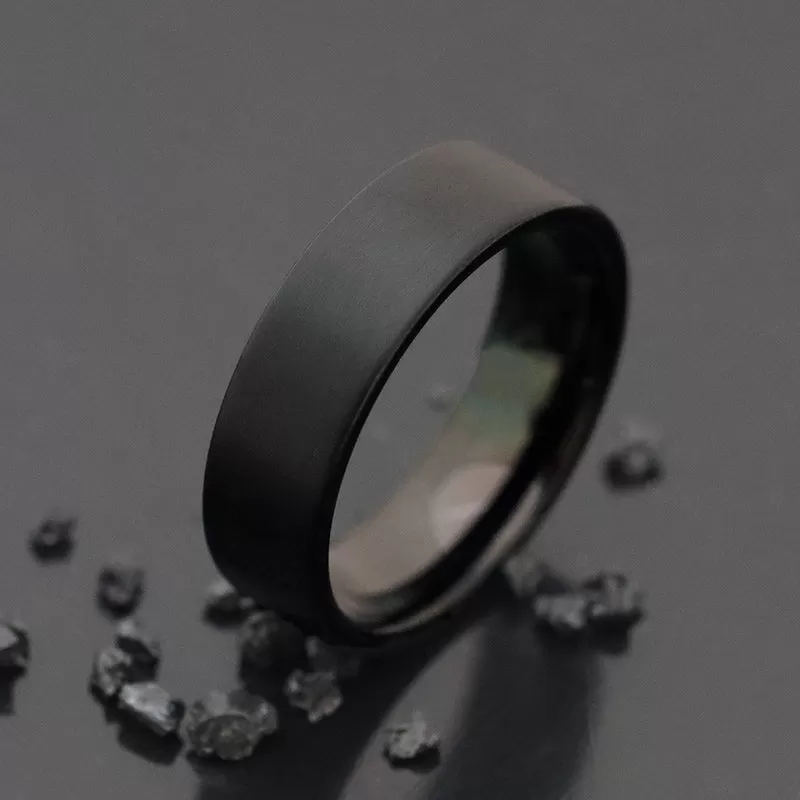 His & Her's 8MM/6MM Flat Black Matte Finish Tungsten Carbide Wedding Band Ring Set