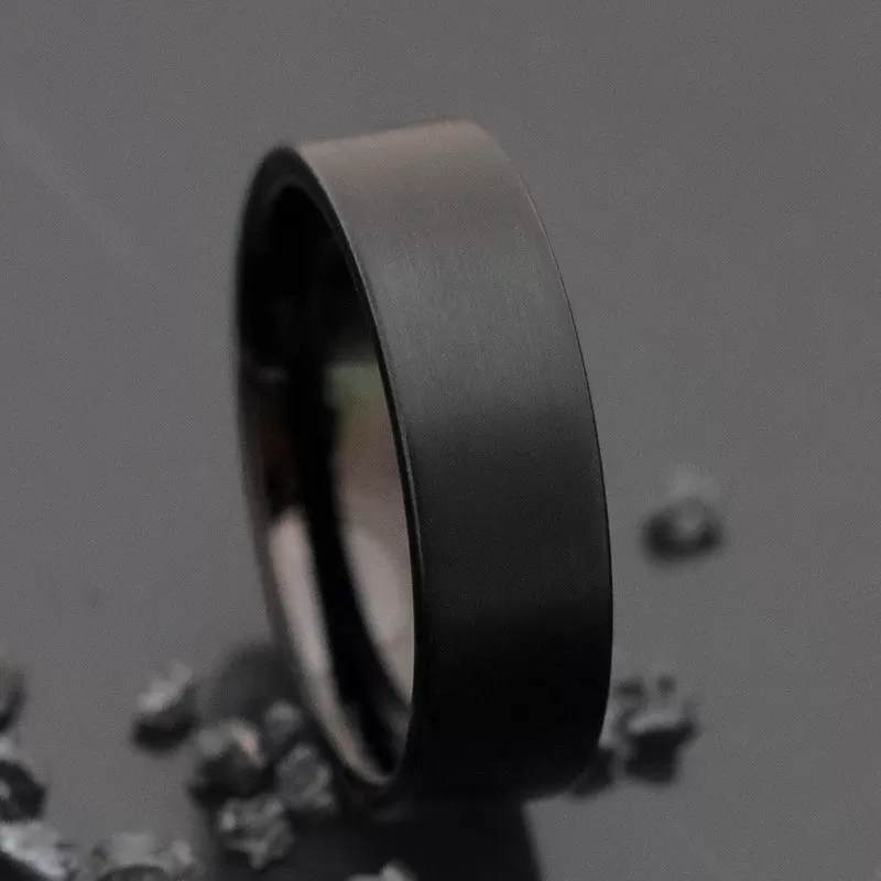 His & Her's 8MM/6MM Flat Black Matte Finish Tungsten Carbide Wedding Band Ring Set