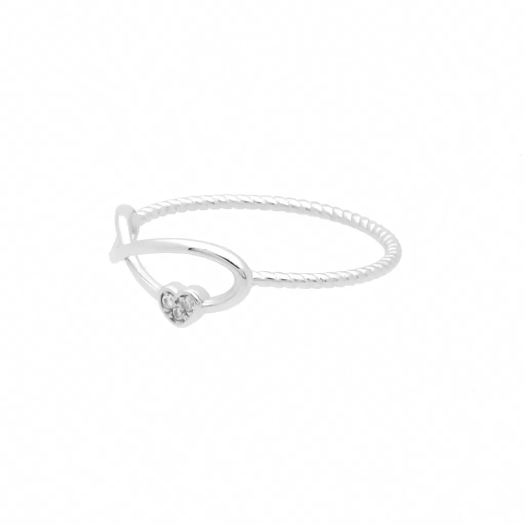 Infinity & CZ Heart Sterling Silver Ring