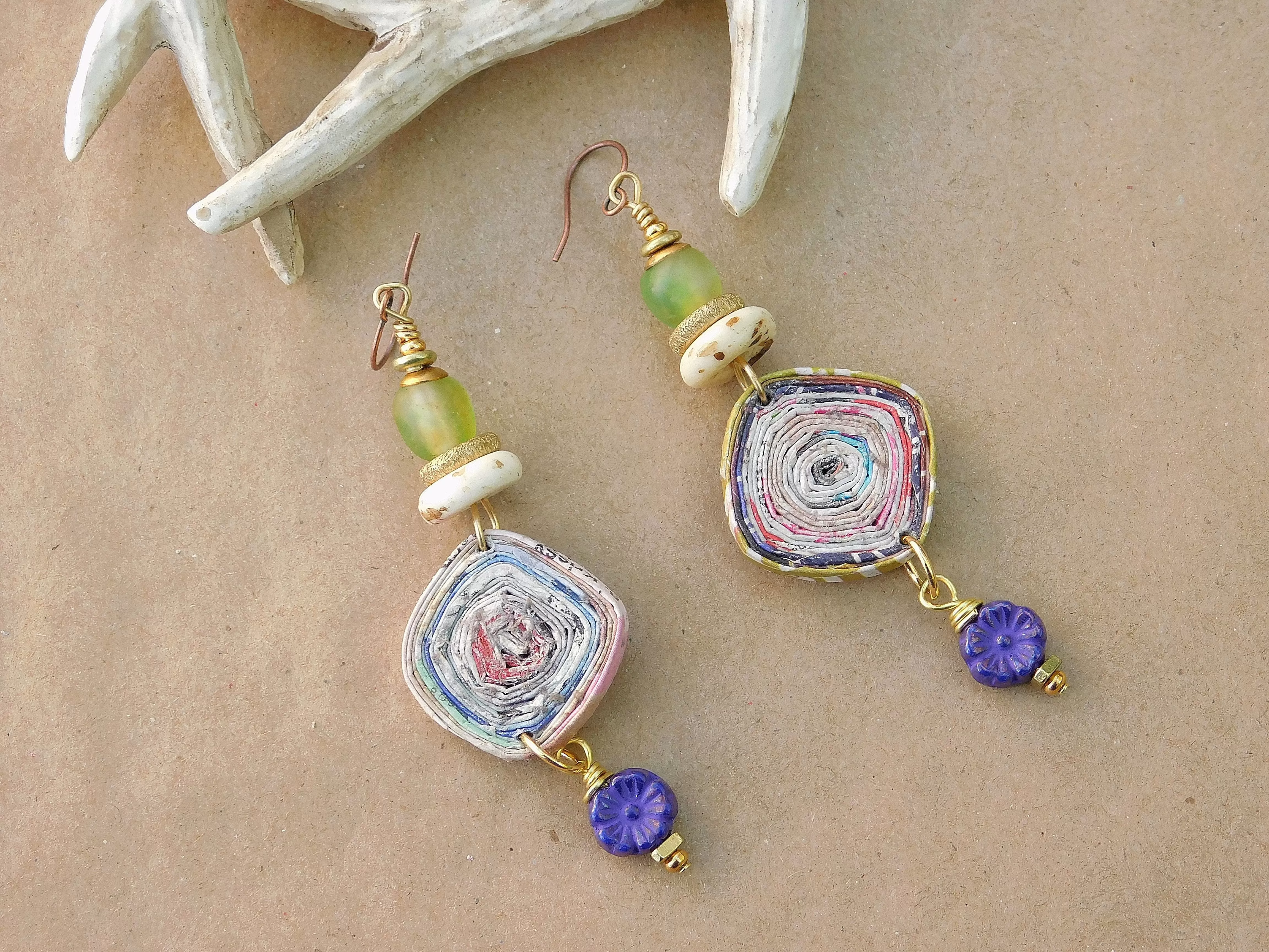 Island Vibes Paper Bead Earrings