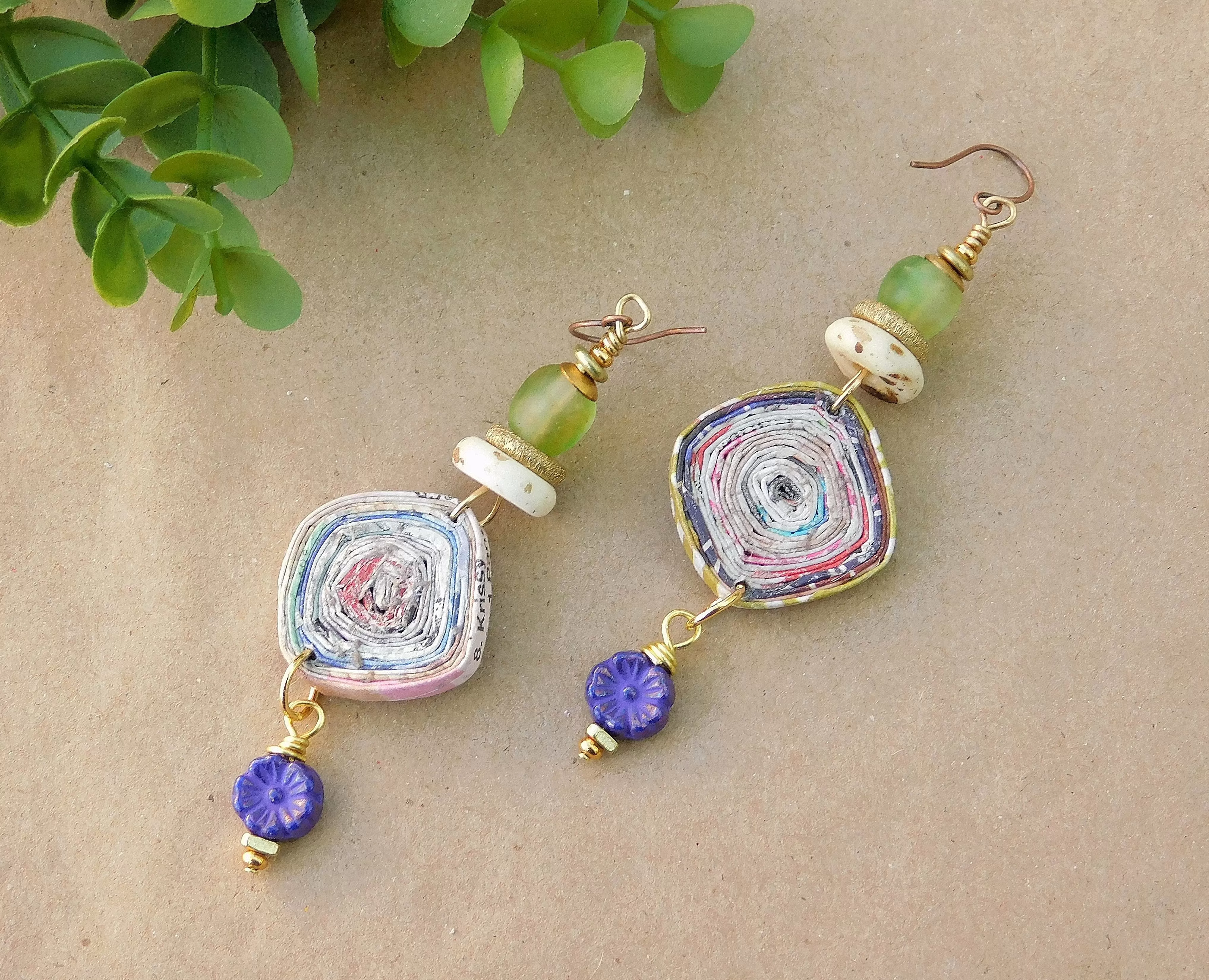 Island Vibes Paper Bead Earrings