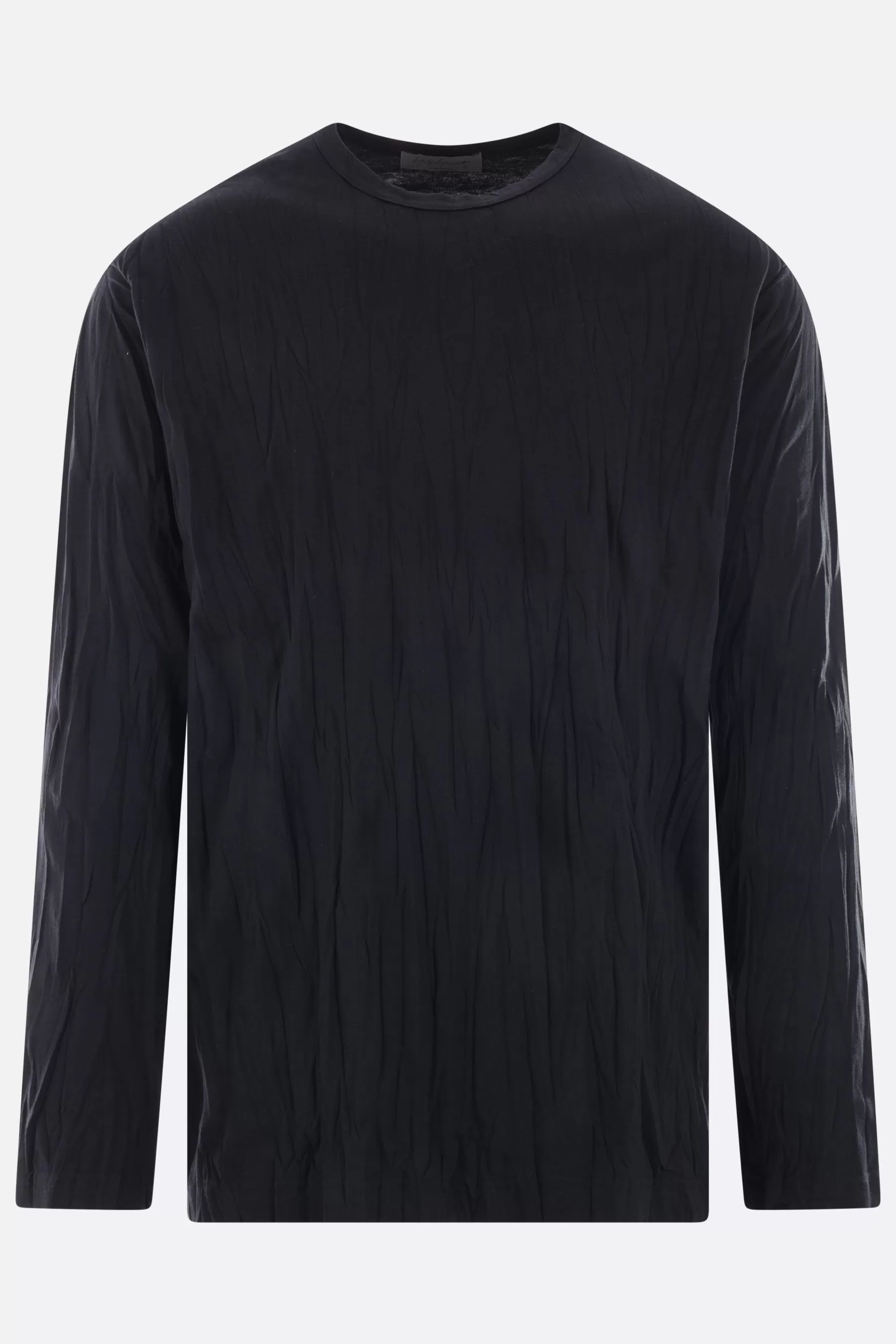 jersey long-sleeved t-shirt with vertical pressed creases