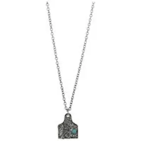 JUSTIN NECKLACE COW TAG W/DIMENSIONAL FILIGREE 18   2.5EXT