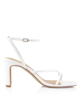 Kandice Block Heel Sandals - White Leather