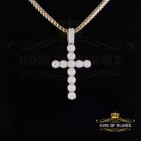 King Of Bling's Yellow Sterling Silver Charm 2.0ct VVS D Moissanite Cross Pendant Men's & Women