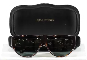 Linda Farrow Dark Brown Elodie Flat Top Sunglasses In Tortoiseshell in Case