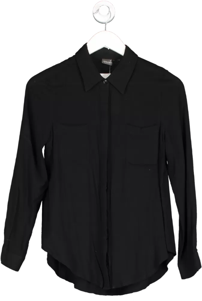 Little Lies Black Rayon Button Up Shirt UK 8