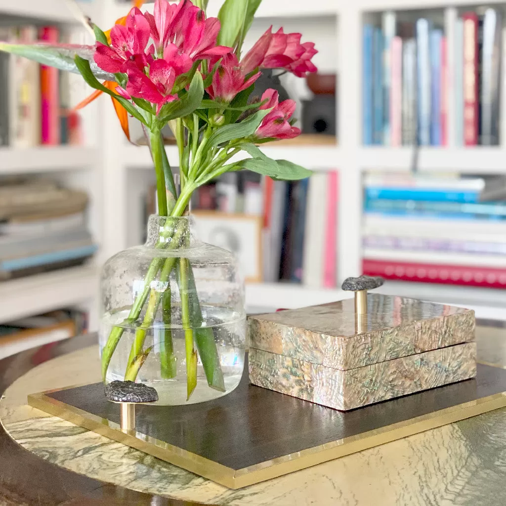 LUNA Pebble Handle Wooden Tray