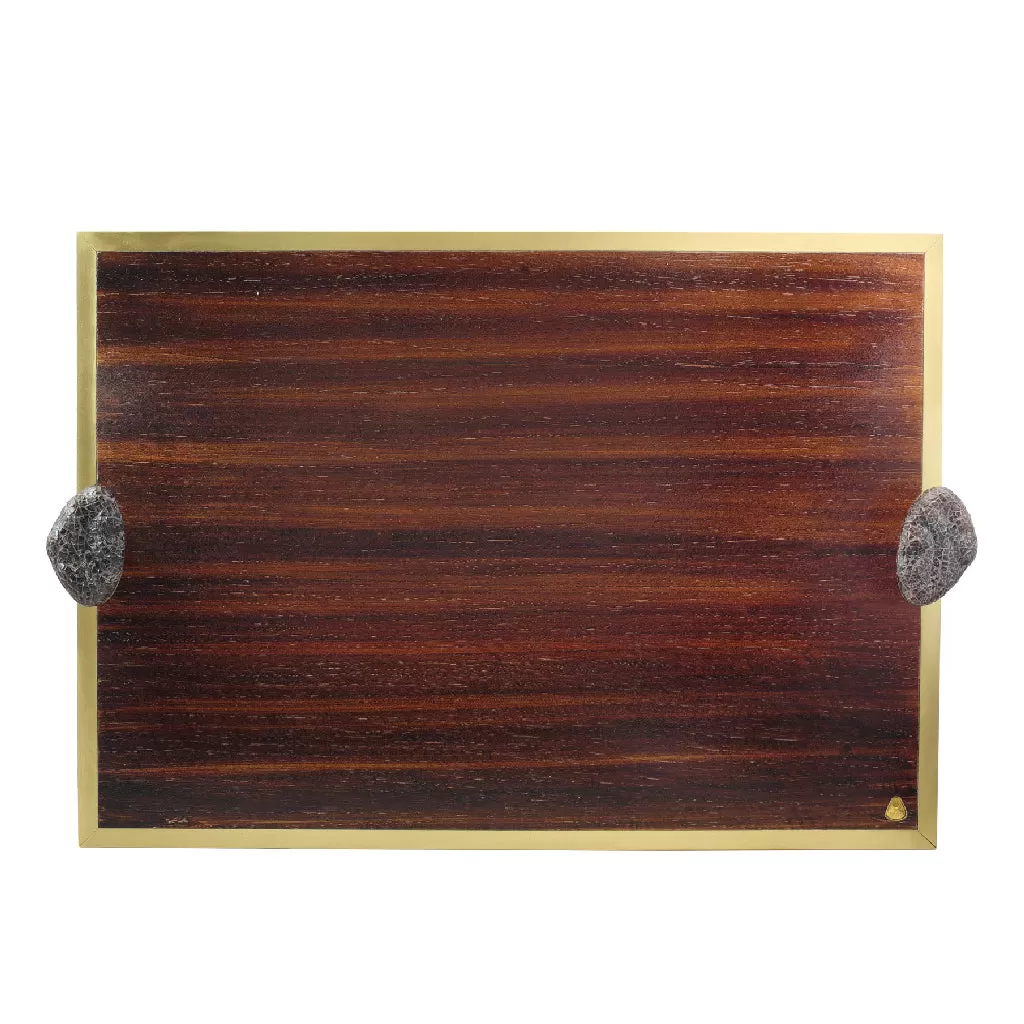 LUNA Pebble Handle Wooden Tray