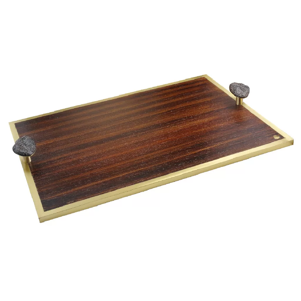 LUNA Pebble Handle Wooden Tray