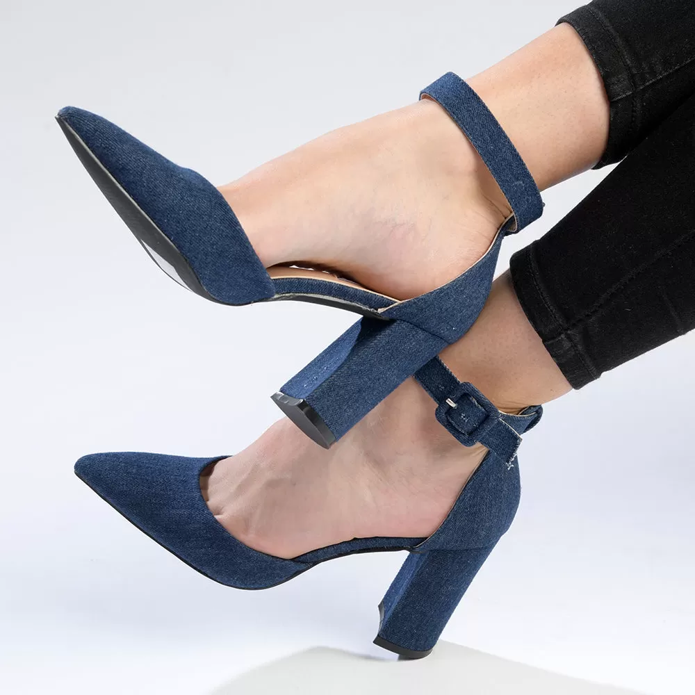 Madison Padma Block Heel Court -Dark Blue