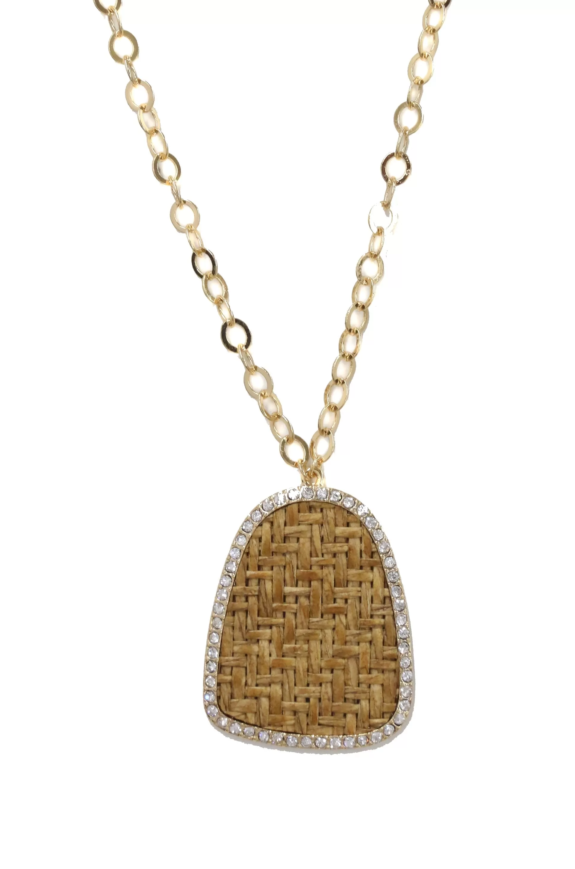 Modern Keepsake 18k Gold Plated Tan Weave Pendant Necklace