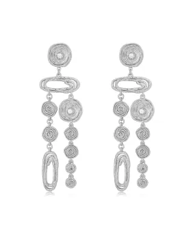 Molten Disc Statement Earrings- Silver