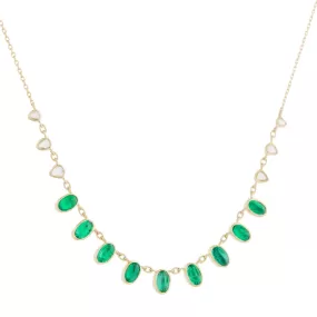 Multi Emerald Drop Necklace with Rosecut Diamonds