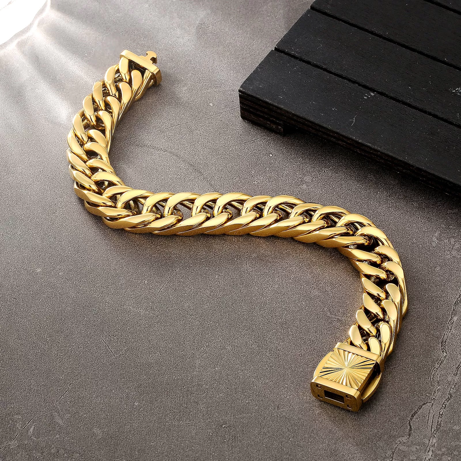 New 12mm 4-Sided Cuban Link Bracelet KRKC