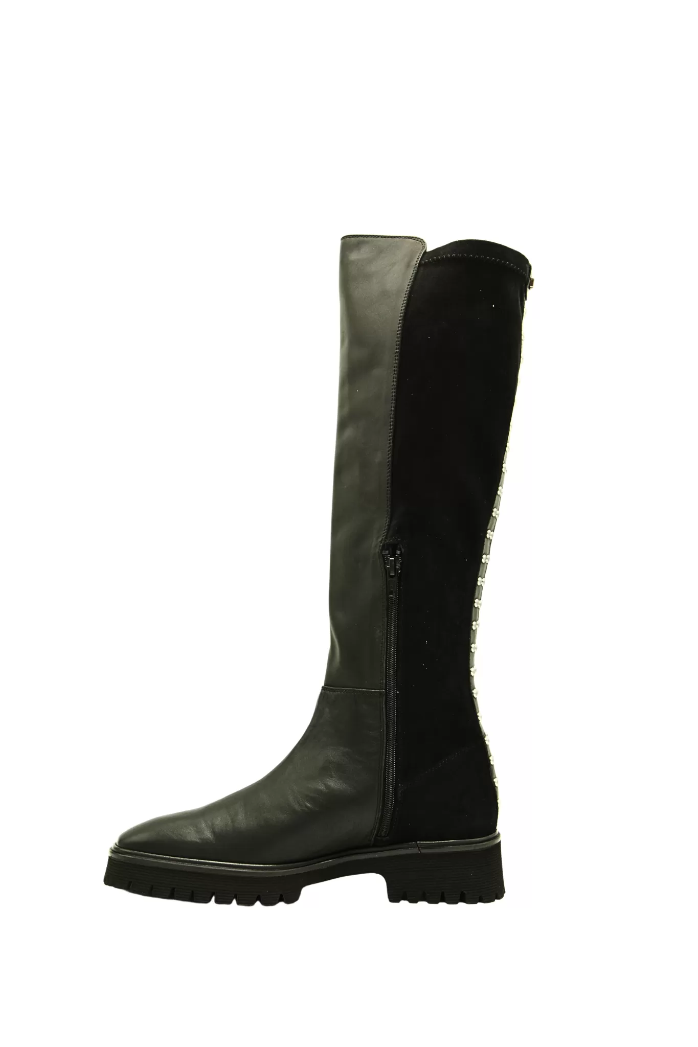 Pedro Miralles Black Leather and Stretch  Knee Boot