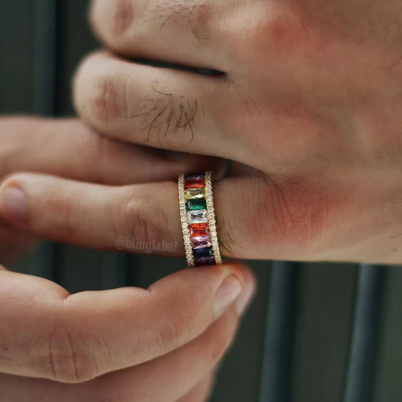 Rainbow Exquisite Infinity Ring in Gold