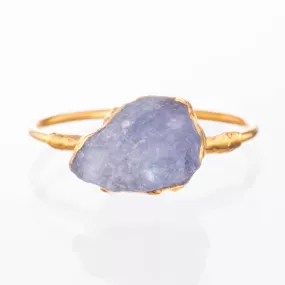 Raw Tanzanite Ring in Yellow Gold, Silver, and Rose Gold