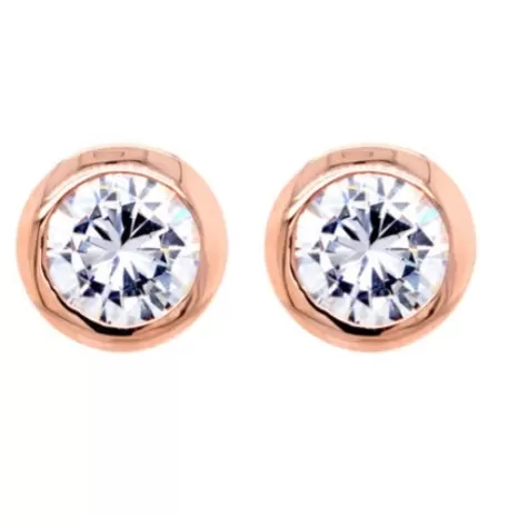 SALE Sybella Bezel CZ Stud Earrings Rose Gold