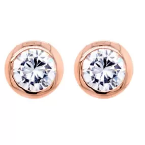 SALE Sybella Bezel CZ Stud Earrings Rose Gold