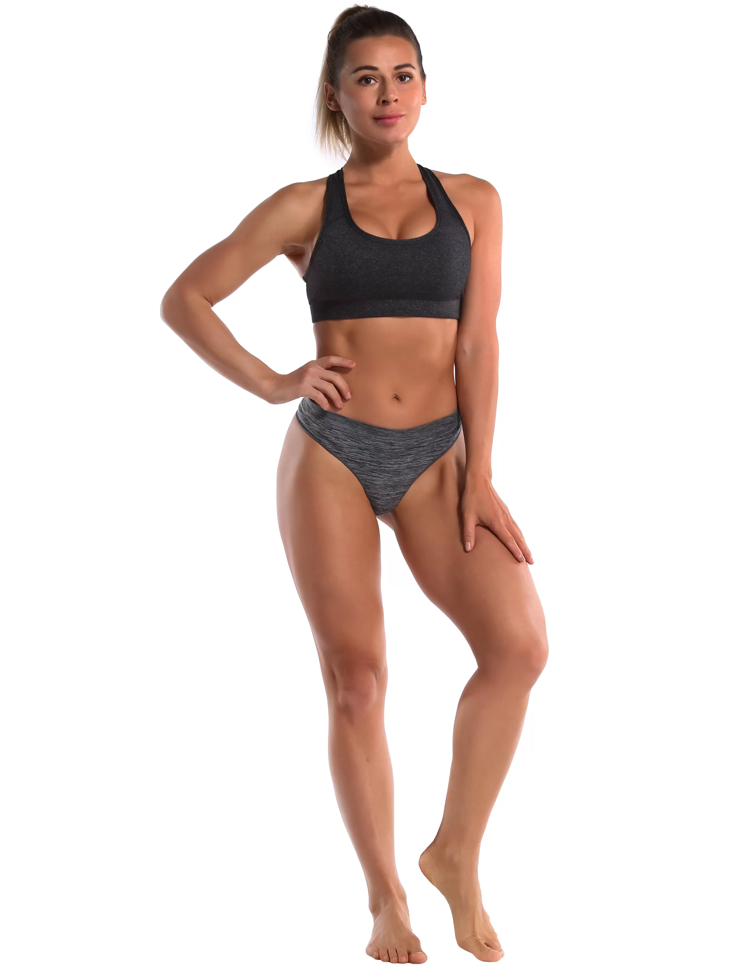 Seamless Sports Thongs Underwear heathercharcoal