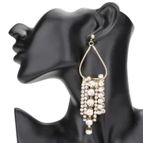 Secret Box Open Metal Bubble Stone Fringe Evening Earrings