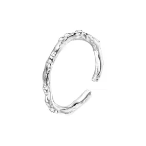 Silver Water Bead Textured Irregular Adjustable Band Ring