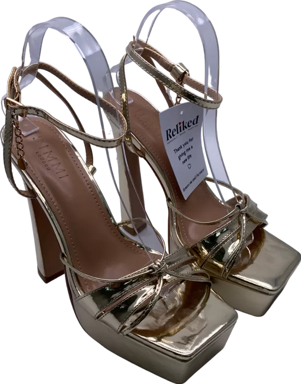 SIMMI Metallic Dionne Crowe Cupcake Gold Platform Block Heels UK 5 EU 38 👠