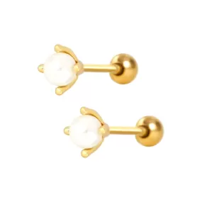 Simple Style S925 Sterling Silver Pearl Ball Back Earrings