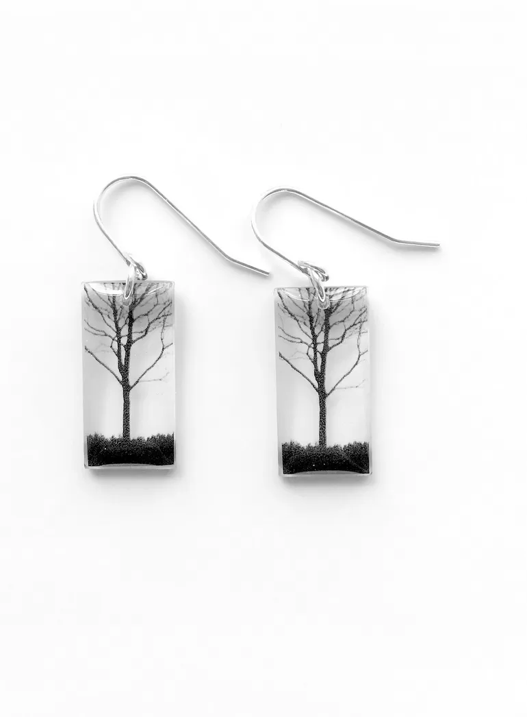 Small City Tree  Drop Dangle Earrings