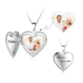 Stainless Steel Photo & Name Engraving Necklace For Women