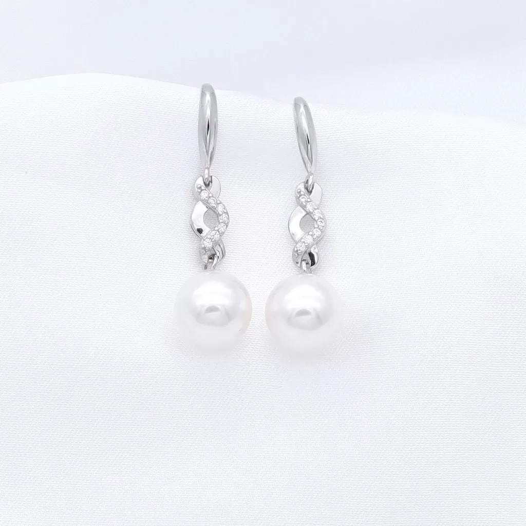 Sterling Silver Infinity Charm with Pearl Hook Earrings